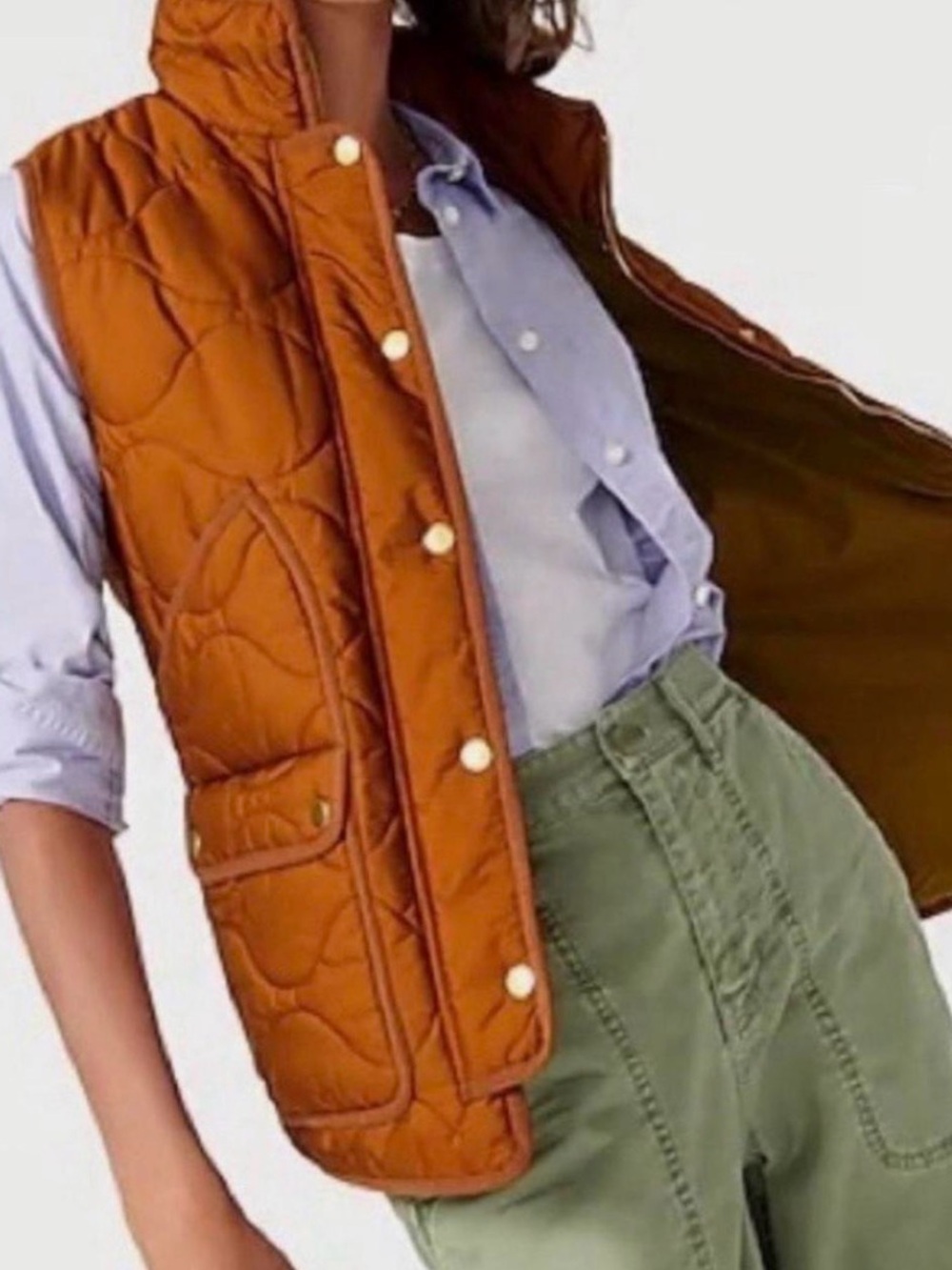 J. Crew Quilted Rust Orange Sleeveless Puffer Vest